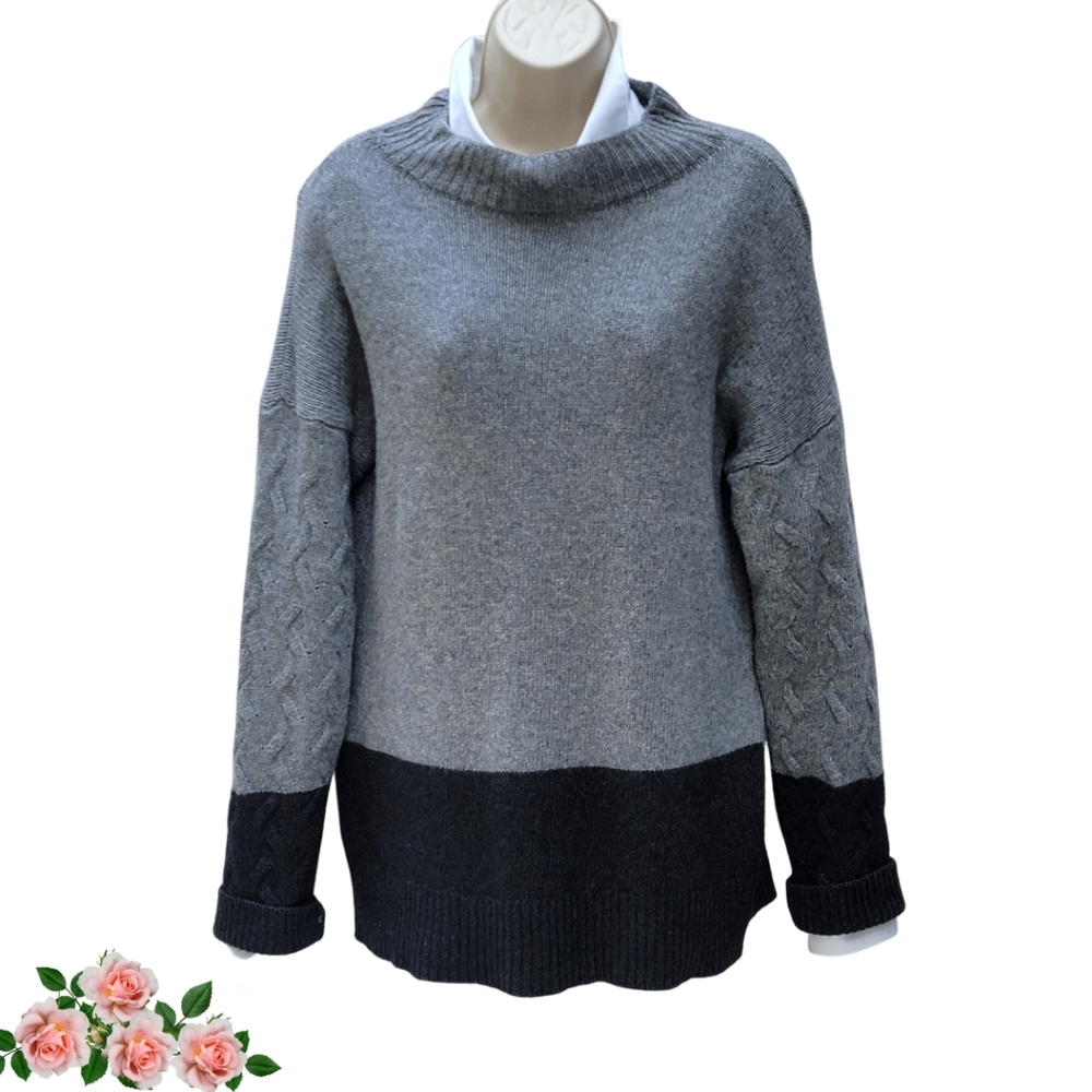 Bartolini Wool Blend Sweater Pullover Comfy Gray Black Colorblock Oversize Italy